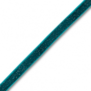 Schmuckband aus Samt Teal blue-silver glitter