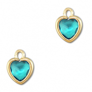 Anhänger Kristallglas Herz Aquamarine blue-gold