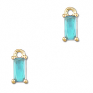 Anh&auml;nger Kristallglas Rechteck Aquamarine blue-gold