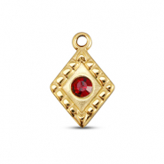 BY31&reg; Stainless Steel - Rostfrei Stahl Anh&auml;nger Rhombus Gold-ruby red