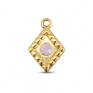 BY31&reg; Stainless Steel - Rostfrei Stahl Anh&auml;nger Rhombus Gold-soft pink opal