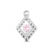 BY31&reg; Stainless Steel - Rostfrei Stahl Anh&auml;nger Rhombus Silver-soft pink opal