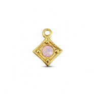 BY31&reg; Stainless Steel - Rostfrei Stahl Anh&auml;nger Rhombus Gold-soft pink opal