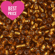 Glasperlen Rocailles 8/0 (3mm) Silverlined copper brown