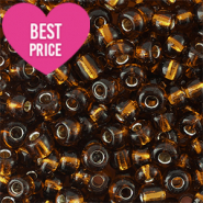 Glasperlen Rocailles 8/0 (3mm) Silverlined cognac brown