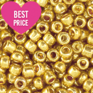 Glasperlen Rocailles 12/0 (2mm) Metallic shine gold