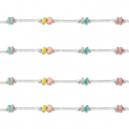 Stainless Steel - Rostfrei Stahl Schmuckzubeh&ouml;r Gliederkette Disc Silver-multicolour