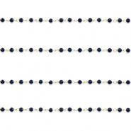 Stainless Steel - Rostfrei Stahl Schmuckzubeh&ouml;r Gliederkette Rund Gold-dark blue