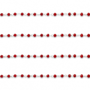 Stainless Steel - Rostfrei Stahl Schmuckzubeh&ouml;r Gliederkette Rund Silver-red