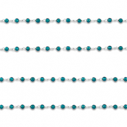 Stainless Steel - Rostfrei Stahl Schmuckzubeh&ouml;r Gliederkette Rund Silver-turquoise blue