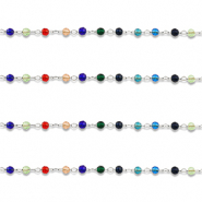 Stainless Steel - Rostfrei Stahl Schmuckzubeh&ouml;r Gliederkette Rund Silver-multicolour