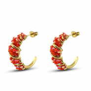 Top Facett Perlen Ohrringe Twisted Warm orange AB-warm orange transparent AB-gold