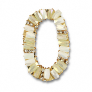 Top Facett Anh&auml;nger Oval White AB-transparent AB-gold