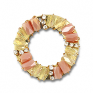 Top Facett Anh&auml;nger Rund Peach pink AB-transparent AB-gold