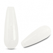 Naturstein Perlen Quarz Tropfen White