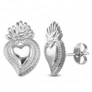 Ohrringe aus Stainless Steel - Rostfreiem Stahl Ohrstecker Herz Silver