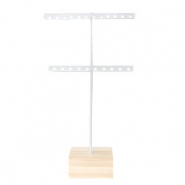 Schmuckdisplay Ohrringe T-Form mit Holz Ständer Weiss-Holz