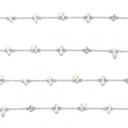 Stainless Steel - Rostfrei Stahl Schmuckzubeh&ouml;r Gliederkette Howlit Irregular Silver-white