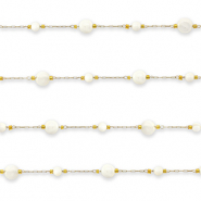 Stainless Steel - Rostfrei Stahl Schmuckzubeh&ouml;r Gliederkette Rund Gold-off white