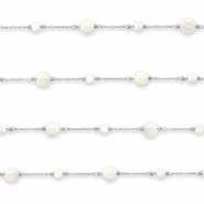 Stainless Steel - Rostfrei Stahl Schmuckzubeh&ouml;r Gliederkette Rund Silver-off white