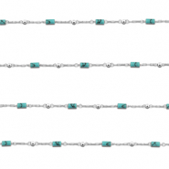 Stainless Steel - Rostfrei Stahl Schmuckzubeh&ouml;r Gliederkette Howlit Tube Silver-turquoise