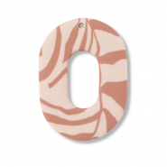 Polymer Anh&auml;nger Oval Light peach pink-light brown