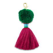 Schl&uuml;sselanh&auml;nger Pompom mit Quaste Green-magenta-blue