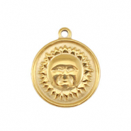 Stainless Steel - Rostfrei Stahl Anh&auml;nger Sonne Gold