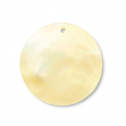 Muschel Anhänger Rund White (Naturliche Farbe Muschel)-ochre yellow