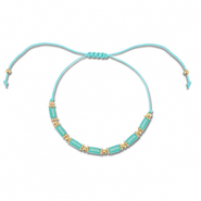 Trendy Fusskettchen Gemischte Perlen Turquoise-gold