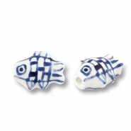 Perlen Keramik Fisch White-Delft blue