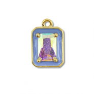 Brass TQ Metall Anh&auml;nger Rechteck Gold-blue-AB coating