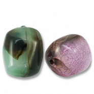 Acrylperlen Oval Multicolor brown-green-purple