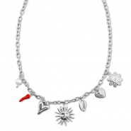 Ketten aus Stainless Steel - Rostfreiem Stahl mit Anhänger Sommer Silver-red-white