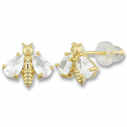 Brass TQ Metall Ohrringe / Ohrstecker Biene Gold-transparent