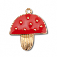 Metall Anh&auml;nger Enamel Fliegenpilz Gold-red-white
