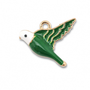 Metall Anh&auml;nger Enamel Vogel Gold-dark green-white