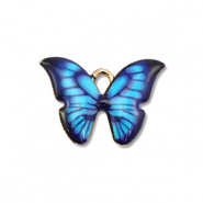 Metall Anh&auml;nger Enamel Schmetterling Gold-blue-black