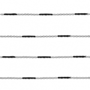 Stainless Steel - Rostfrei Stahl Schmuckzubeh&ouml;r Gliederkette L&auml;nglich Silver-black