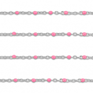 Stainless Steel - Rostfrei Stahl Schmuckzubeh&ouml;r Gliederkette 1mm Silver-pink