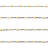 Stainless Steel - Rostfrei Stahl Schmuckzubeh&ouml;r Gliederkette 1mm Silver-peach orange