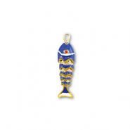 Brass TQ Metall Anh&auml;nger Fisch Gold-blue-yellow-white