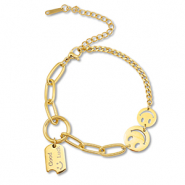 Armbänder aus Stainless Steel - Rostfreiem Stahl Smiley Gold