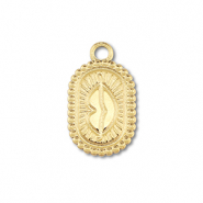 Stainless Steel - Rostfrei Stahl Anh&auml;nger Oval mit Kiss Gold