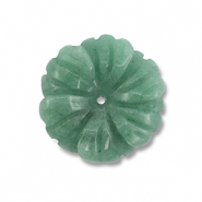 Naturstein Perlen Aventurin Blume Jade green