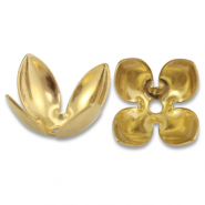 Stainless Steel - Rostfrei Stahl Schmuckzubeh&ouml;r Perlenkappe Blume Gold