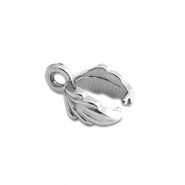 Stainless Steel - Rostfrei Stahl Schmuckzubeh&ouml;r Collierschlaufe f&uuml;r Anh&auml;nger Blatt Silver