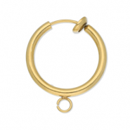 Stainless Steel - Rostfrei Stahl Schmuckzubeh&ouml;r Clip-Creolen mit &Ouml;se 16mm Gold