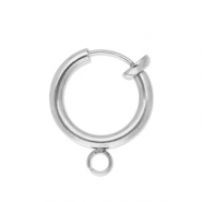 Stainless Steel - Rostfrei Stahl Schmuckzubeh&ouml;r Clip-Creolen mit &Ouml;se 14mm Silver