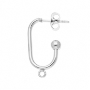 Stainless Steel - Rostfrei Stahl Schmuckzubeh&ouml;r Ohrringe / Ohrstecker Lang Oval mit &Ouml;se Silver